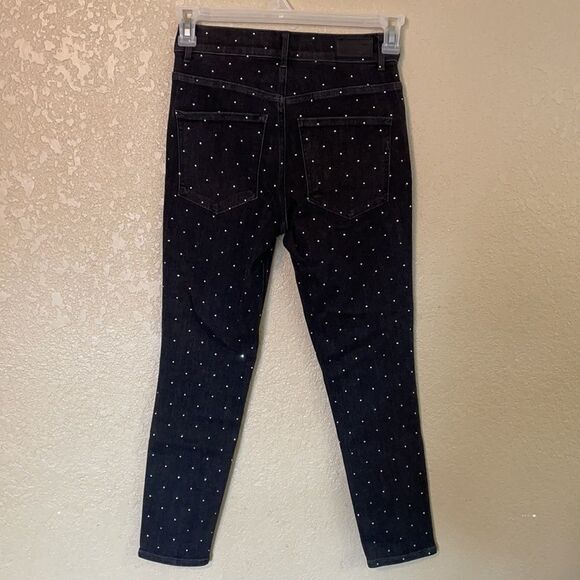 Express Black Rhinestone High Rise Ankle Skinny Jeans 4 Short NWT - Picture 3 of 5